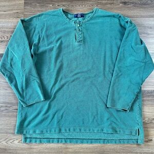 Vintage Abercrombie & Fitch Green Long Sleeve Henley Sweater Mens Large 90s Y2K